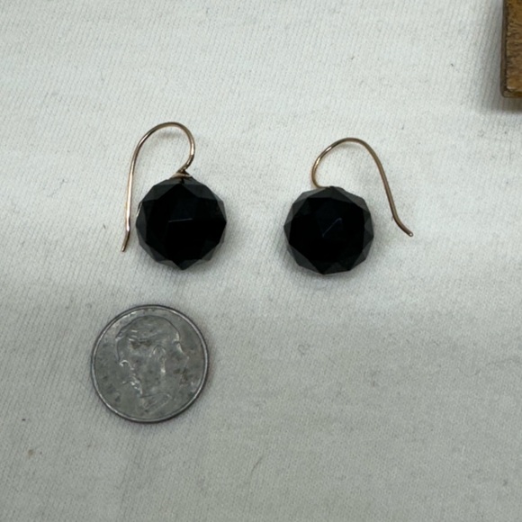 14K Gold Antique Mourning Victorian Black Faceted Earrings c1880 - Picture 10 of 10